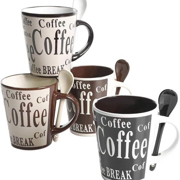 Mr. Coffee Bareggio Mug and Spoon Set, Café Americano, 8-Piece Mug and Spoon Set - Picture 1 of 7